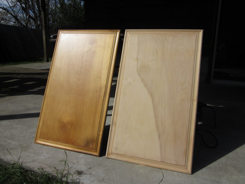 Sanding comparison: before & after.